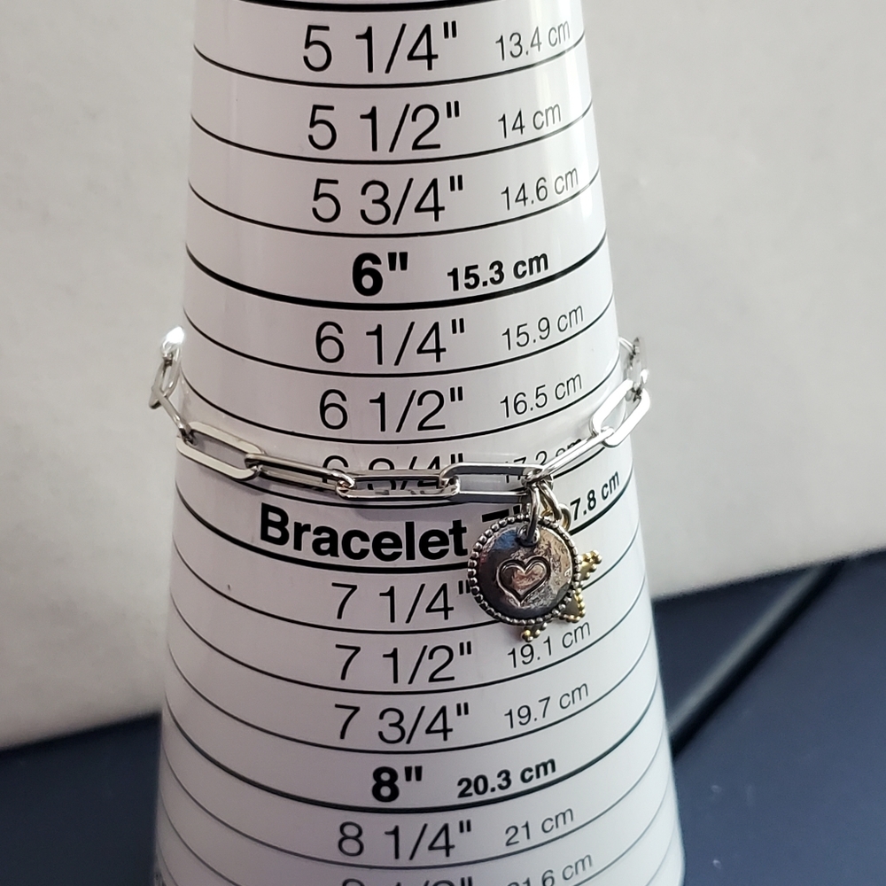 PZ Israel Sterling Paperclip Link Charm Bracelet - Picture 11 of 16